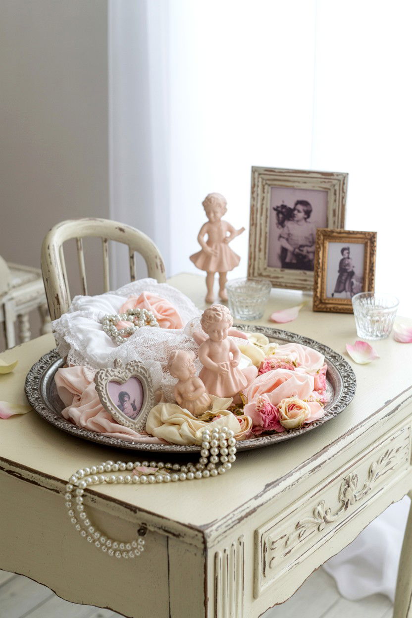 Shabby Chic Valentine Tray - 25 Elegant Valentine's Day Tiered Tray Ideas