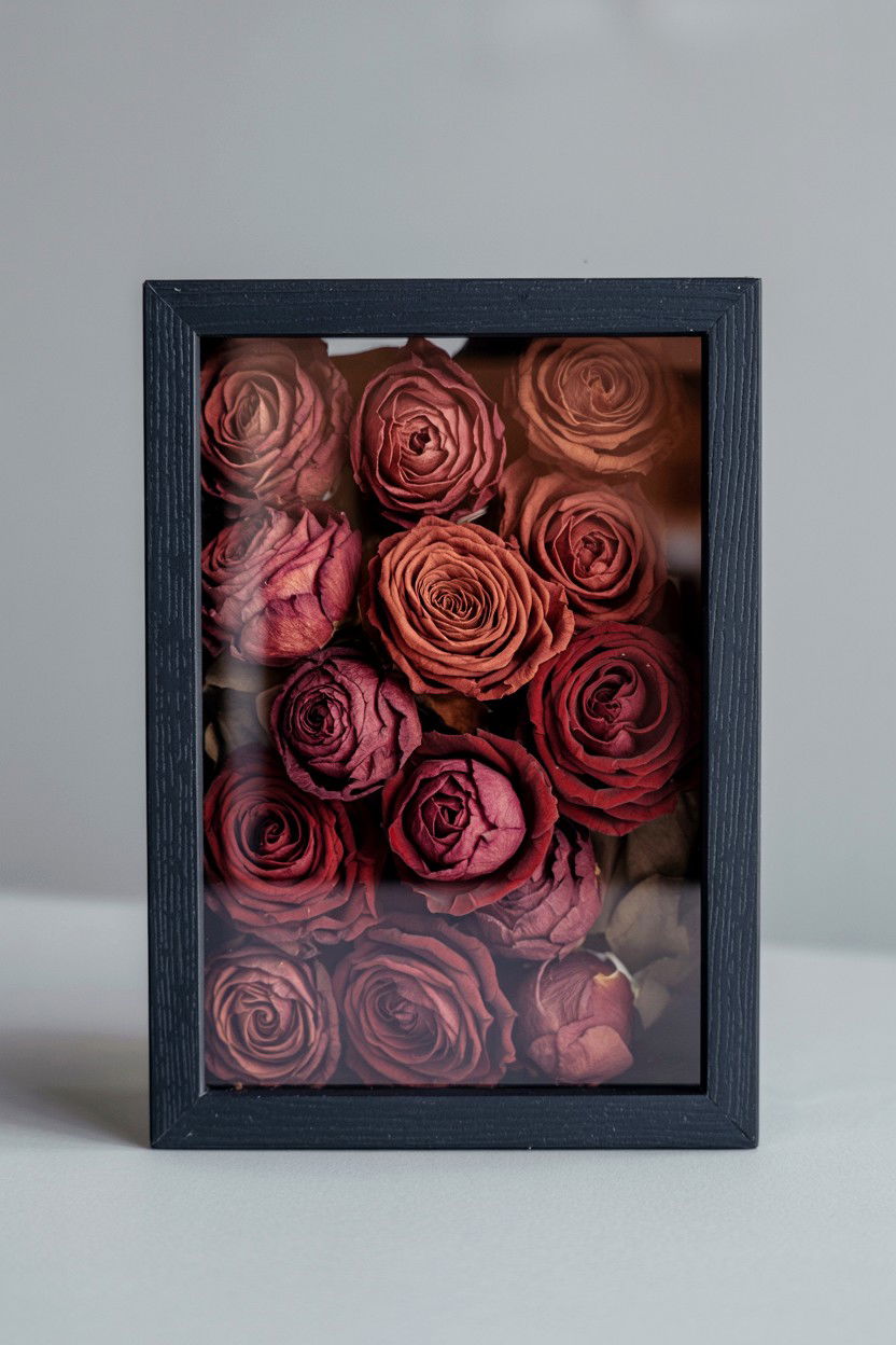 Shadow Box Dried Roses - 25 Valentine's Day Wall Art Ideas