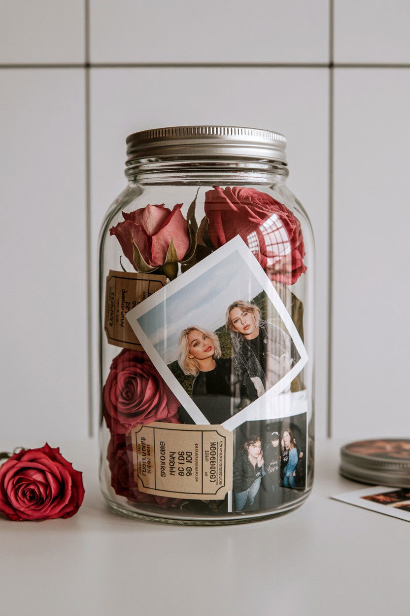 Shadow Box Memory Jar - 25 Valentine's Day Photo Collage Ideas