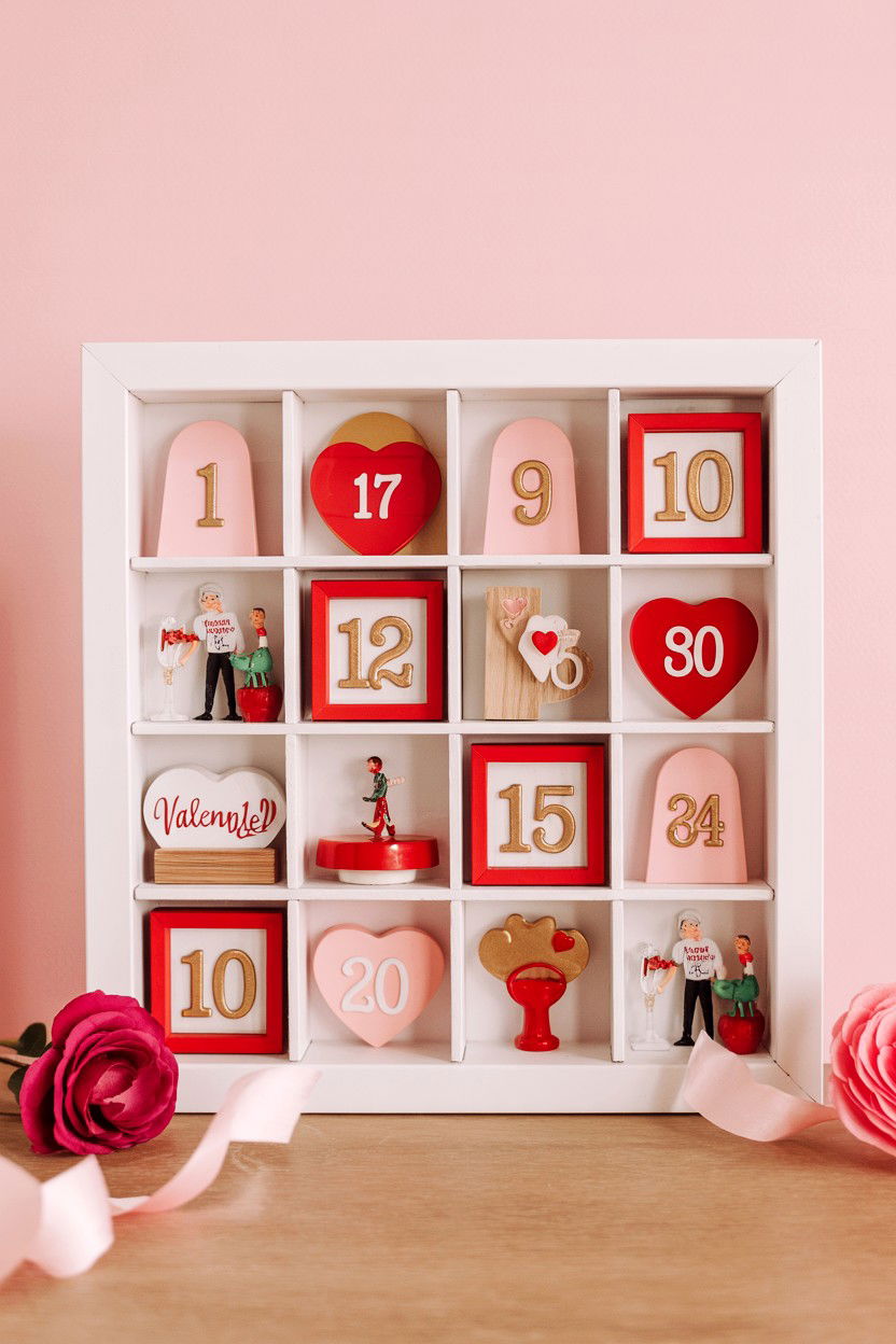 Shadow Box Valentine Countdown - 25 Valentine's Day Countdown Calendar Ideas