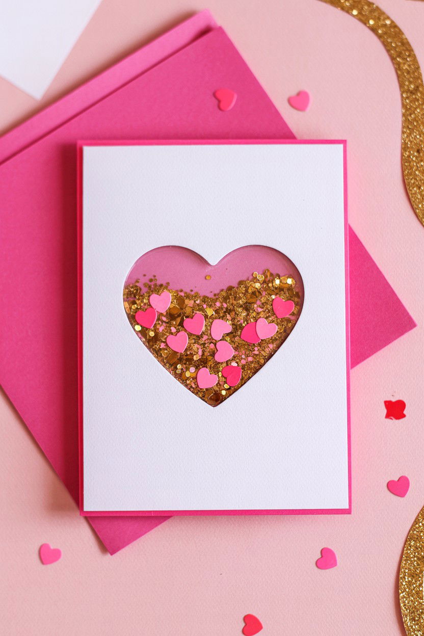 Shaker Heart Card - 25 Heart Valentine's Day Card Ideas