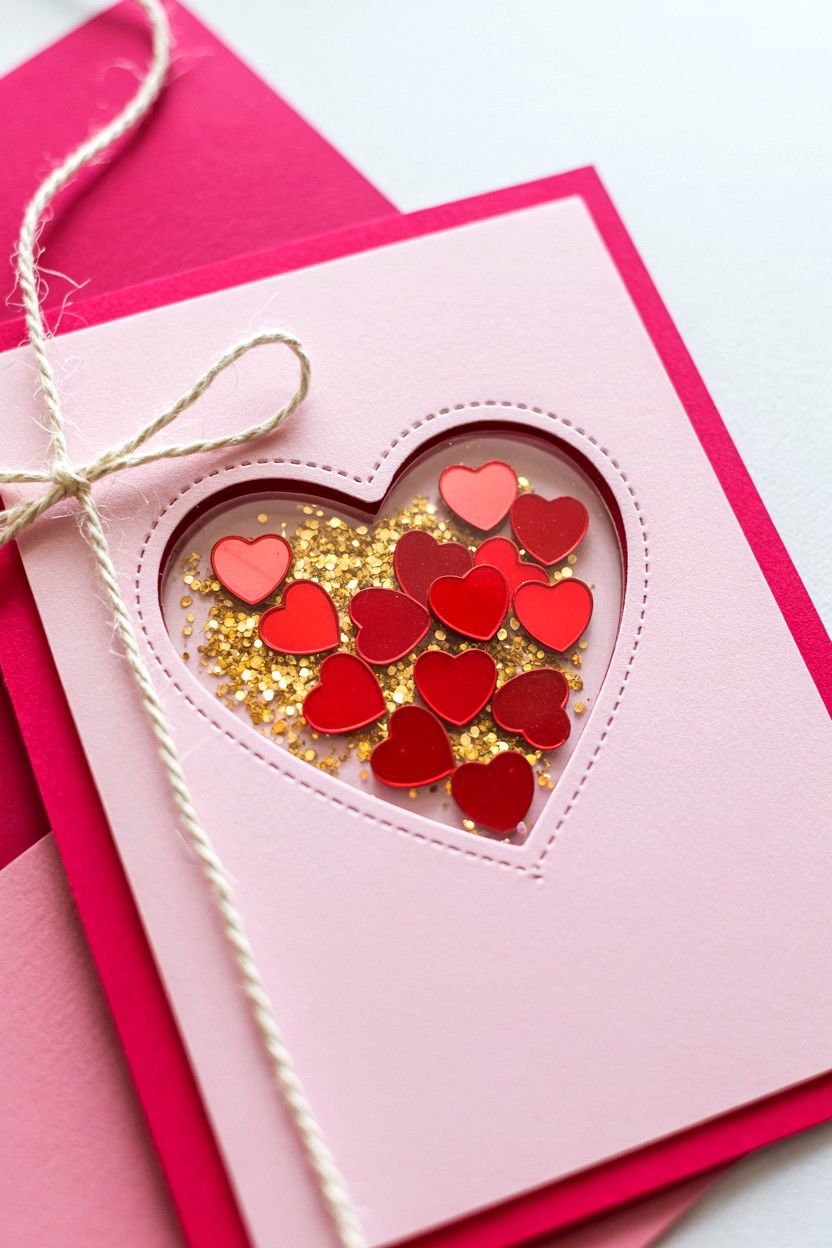 Shaker Heart Card - 25 Layered Valentine's Day Card Ideas