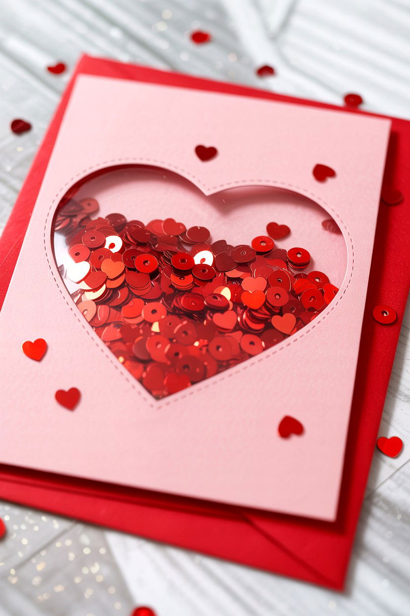 Shaker Heart Confetti Card - 25 Romantic Valentine's Day Card Ideas