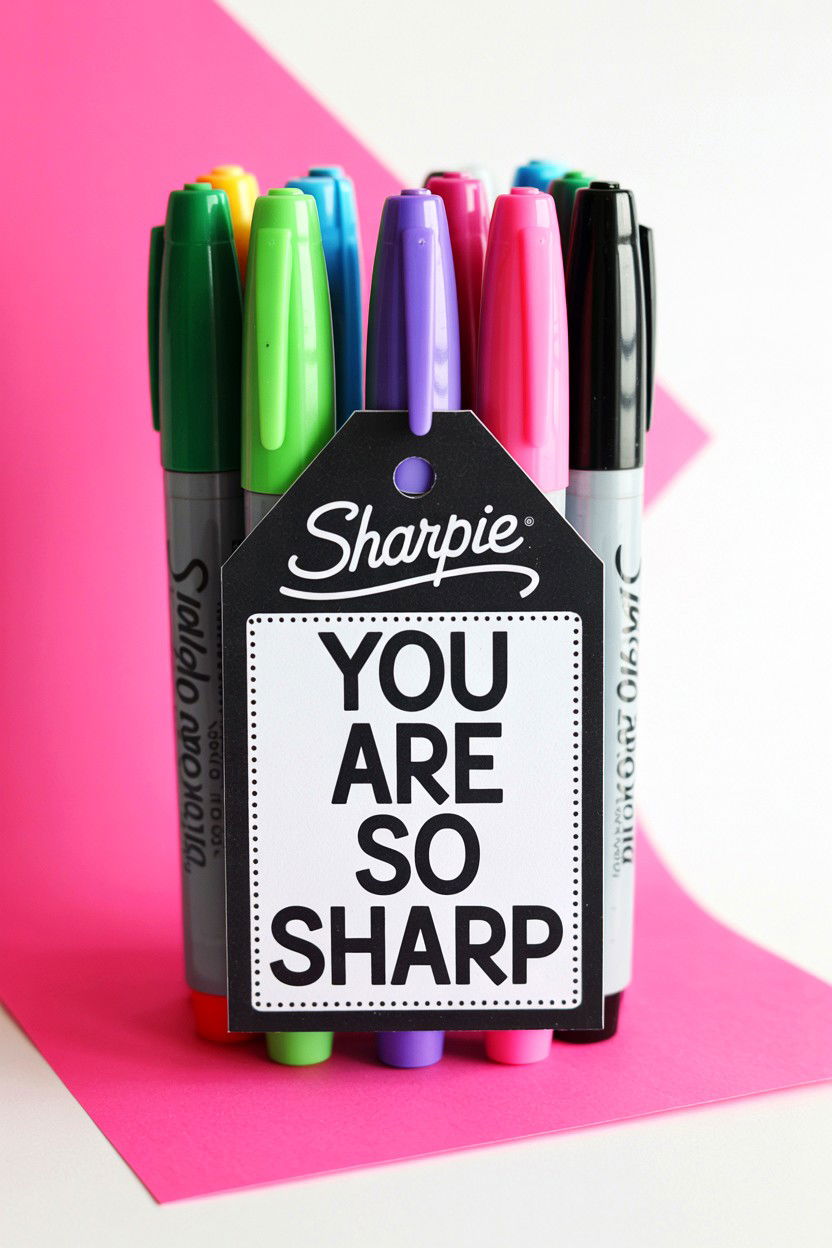 Sharpie Teacher Valentine Tag - 25 Valentine's Day Teacher Gift Tag Ideas