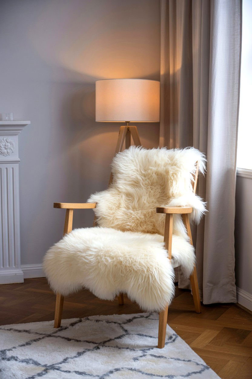Sheepskin rug - 25 Scandinavian Valentine's Day Decor Ideas