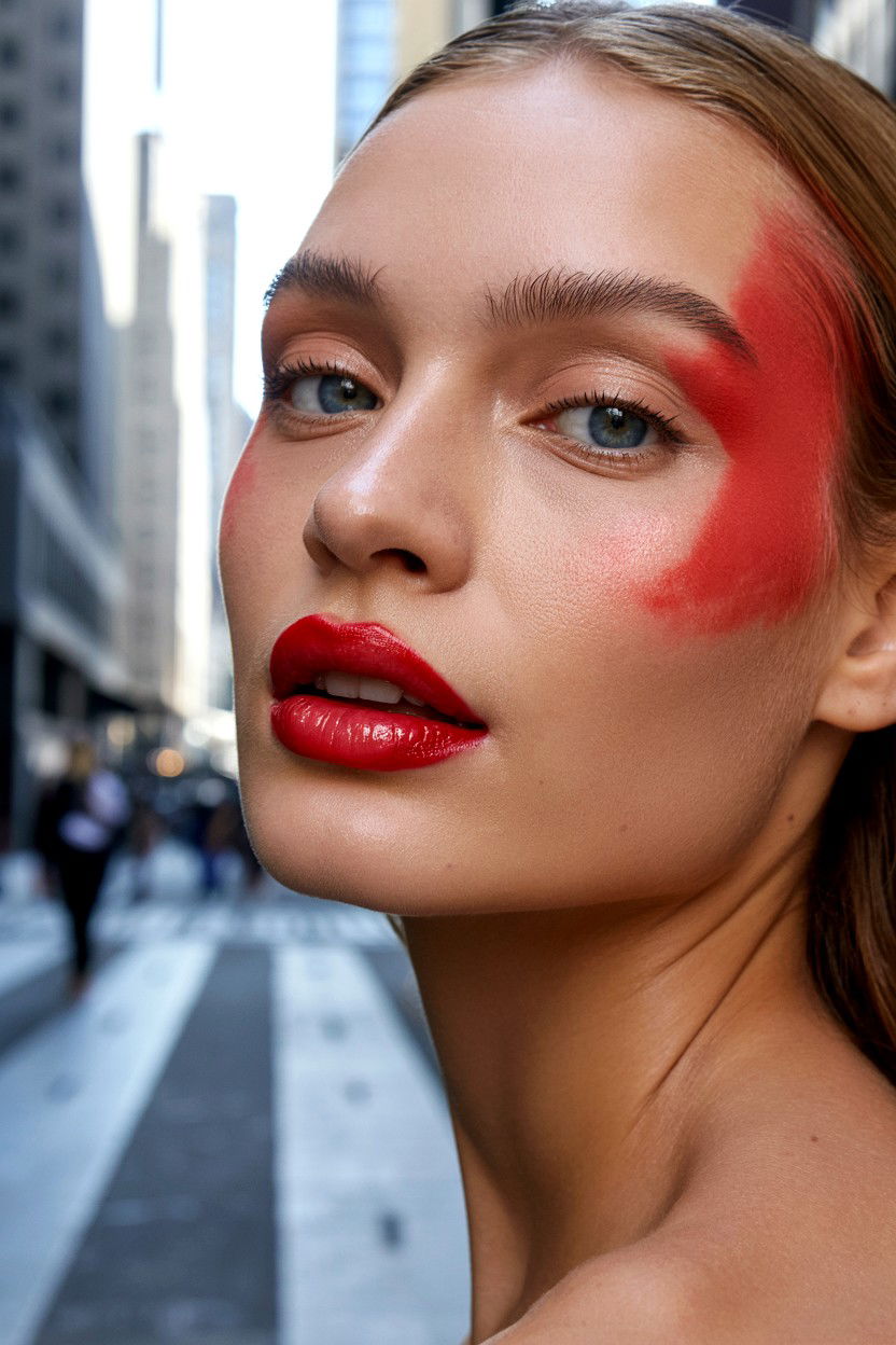 Sheer red makeup - 25 Dewy Valentine's Day Makeup Looks
