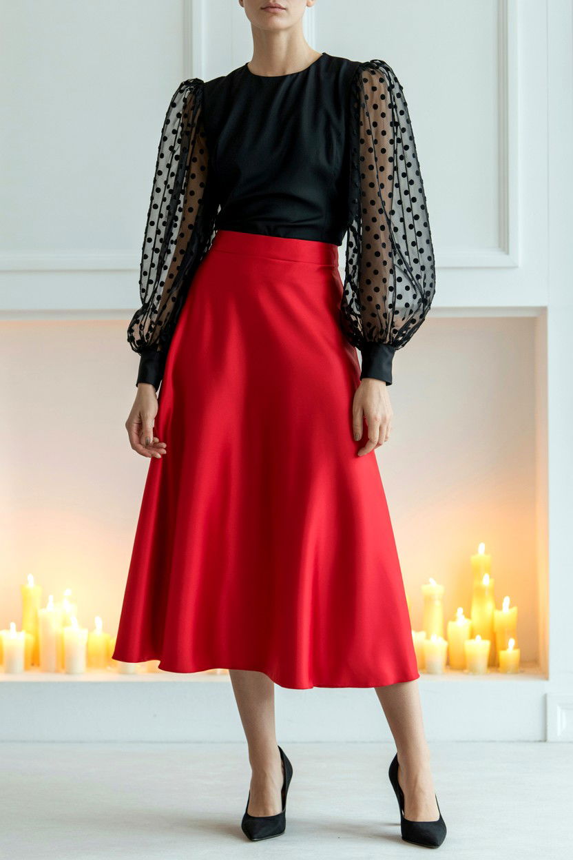 Sheer sleeve top - 25 Classy Valentine's Day Outfits