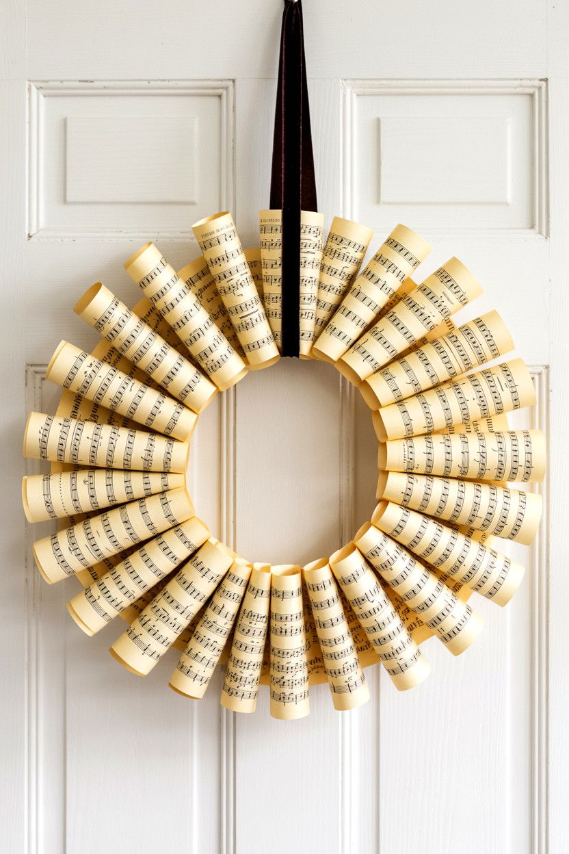 Sheet music paper wreath - 25 Vintage Valentine's Day Wreath Ideas