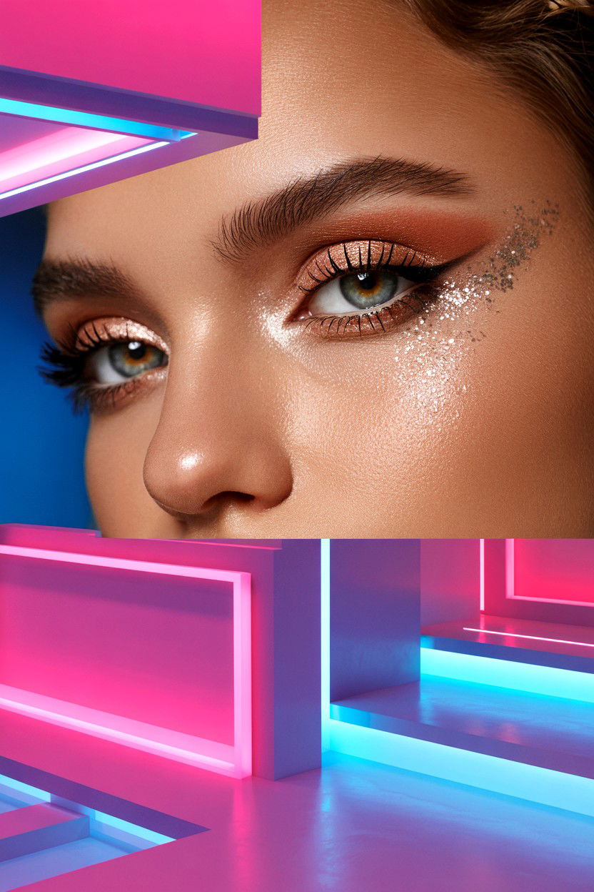 Shimmer eye makeup - 25 Dewy Valentine's Day Makeup Looks