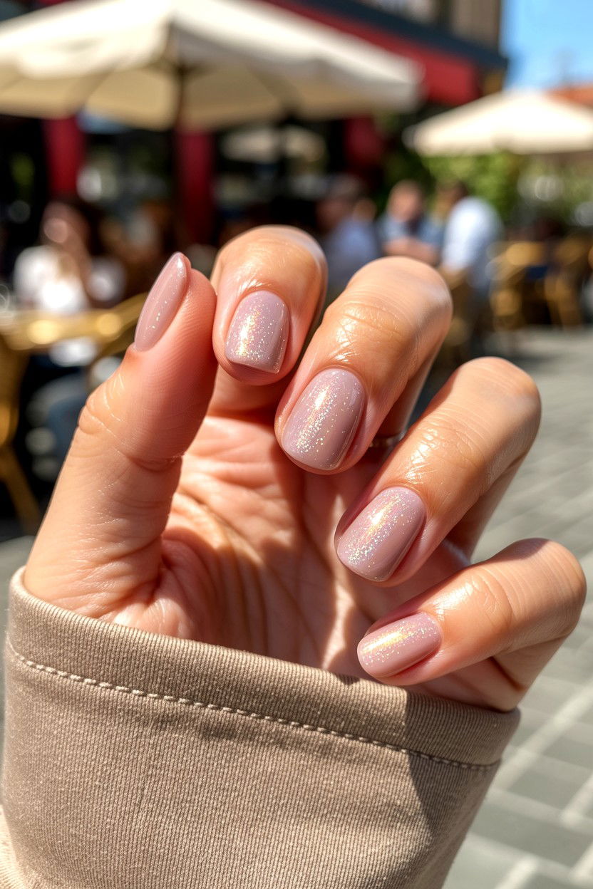 Shimmering Nude Nails - 25 Abstract Valentine's Day Nail Ideas