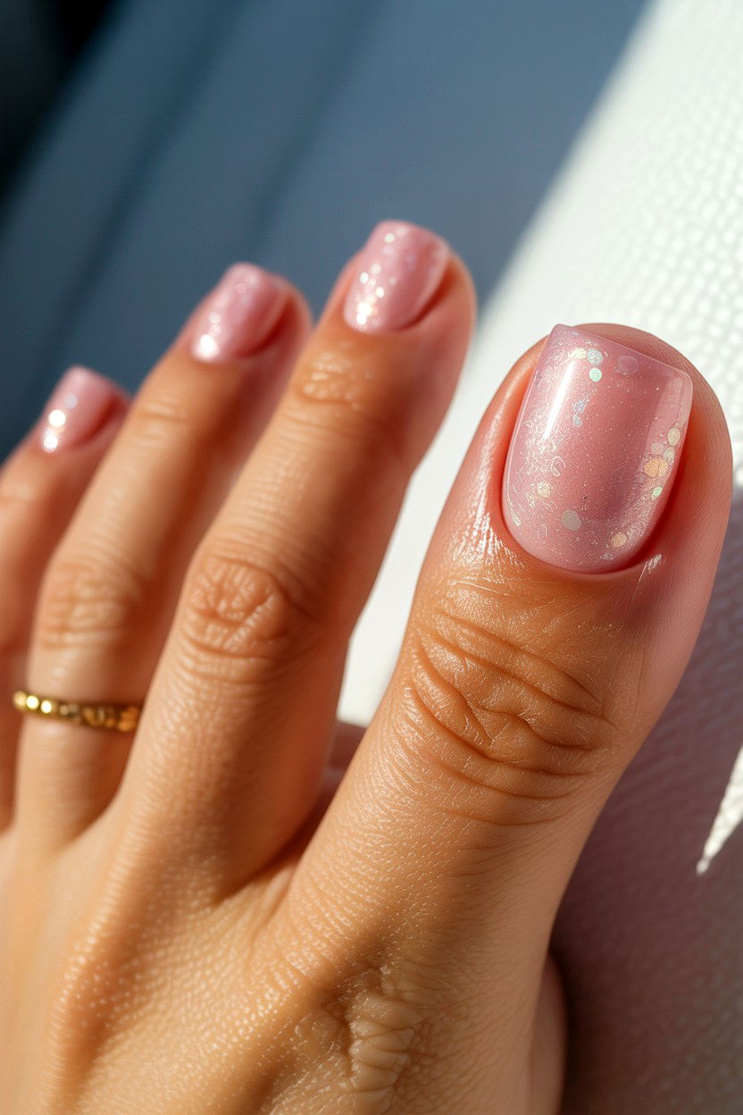 Shimmering Pink Pedicure - 25 Valentine's Day Toe Nail Ideas