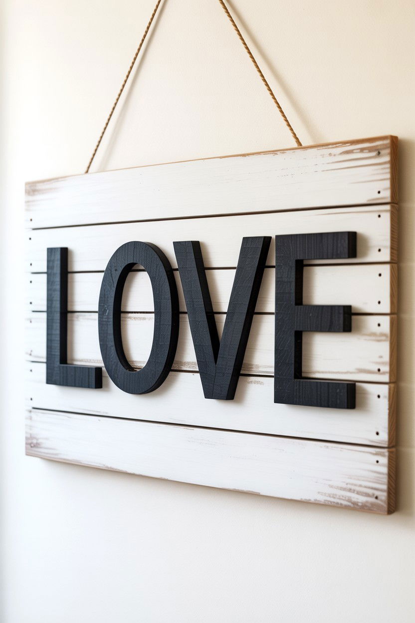Shiplap Love Sign - 25 Valentine's Day Love Sign Ideas