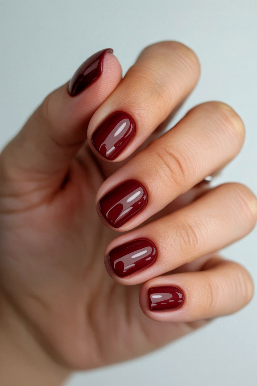 Short Burgundy Nails - 25 Burgundy Valentine's Day Nail Ideas