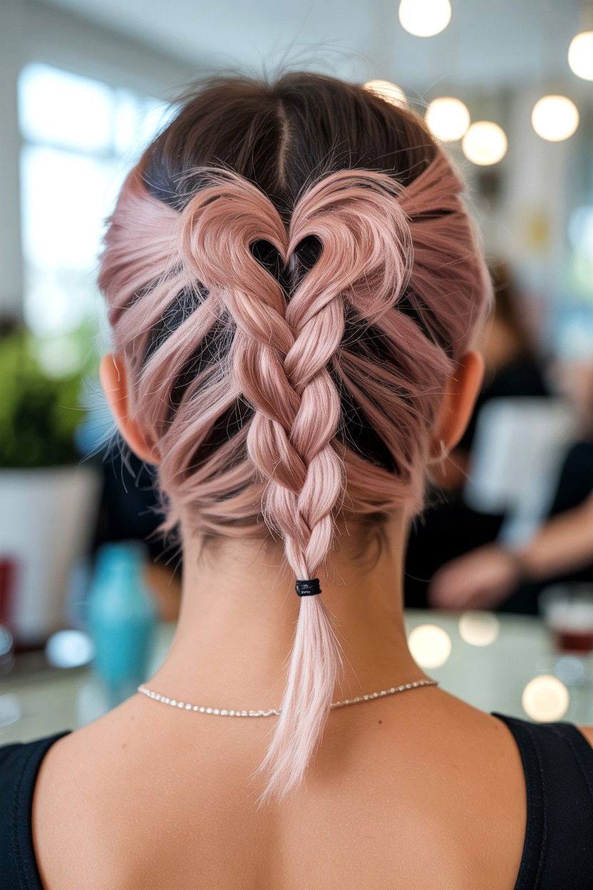 Short Hair Heart Braid - 25 Heart Braid Valentine's Day Ideas