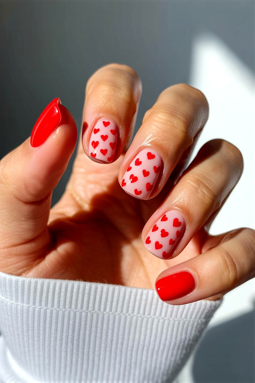 Short Heart Nails - 25 Valentine's Day Nail Art Ideas