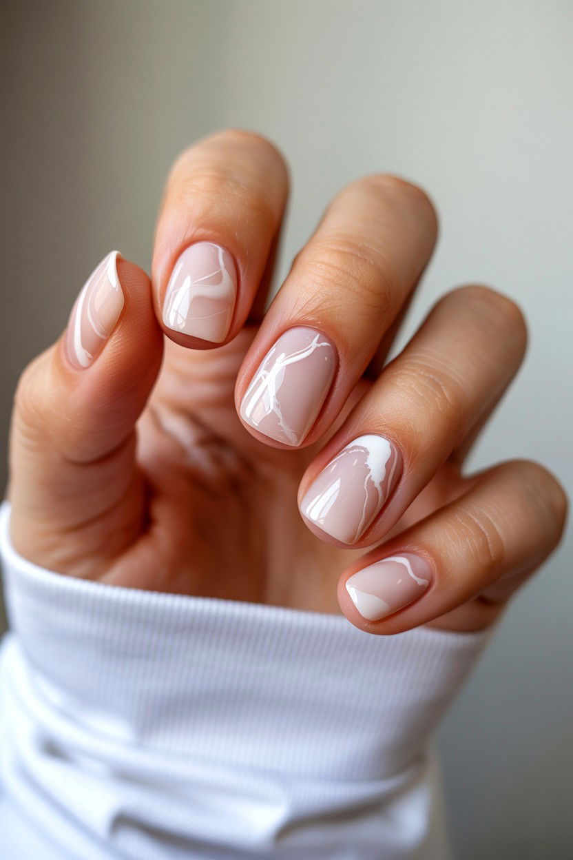 Short Marble Nails - 25 Marble Valentine's Day Nail Ideas