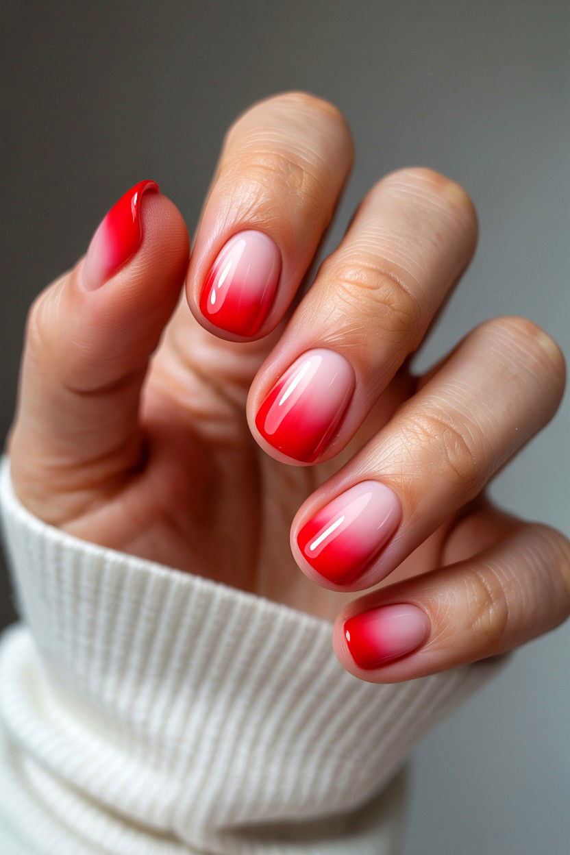 Short Ombre Nails - 25 Ombre Valentine's Day Nail Ideas