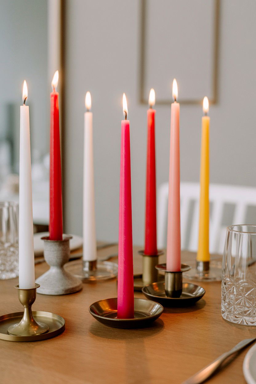 Short Taper Candles For Table Setting - 25 Valentine's Day Taper Candle Ideas