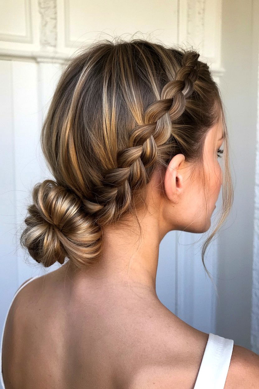Side Braided Bun - 25 Valentine's Day Updo Ideas
