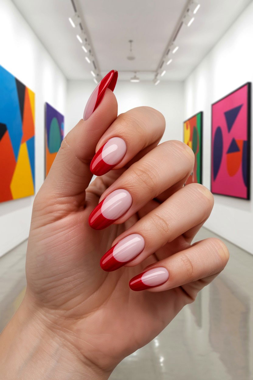 Side French Tip Valentine - 25 French Tip Valentine's Day Nails