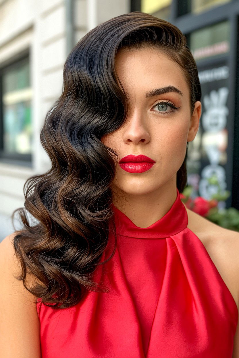 Side Swept Curls - 25 Valentine's Day Hair Tutorials