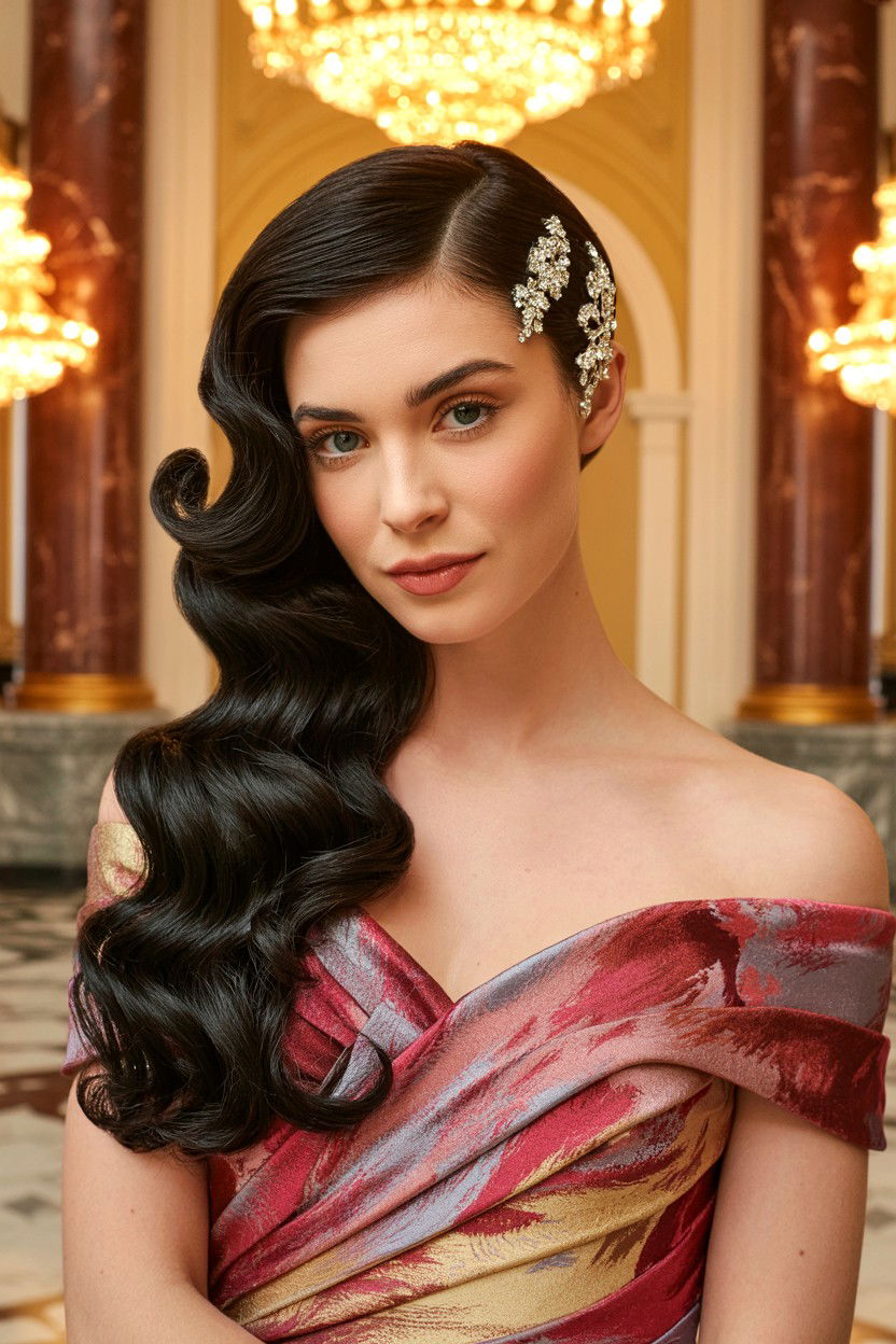 Side Swept Curls - 25 Elegant Valentine's Day Hairstyles