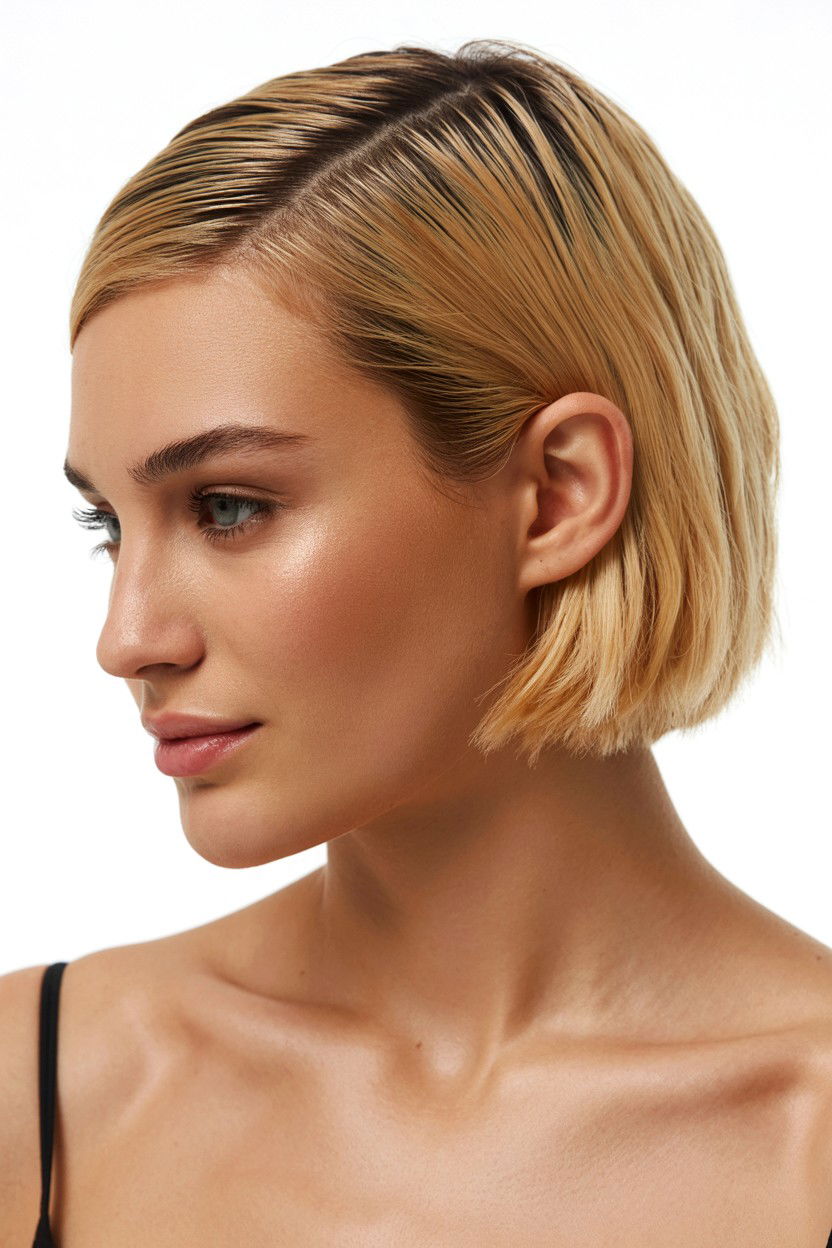 Side part slick back bob - 25 Valentine's Day Slicked Back Hair Ideas