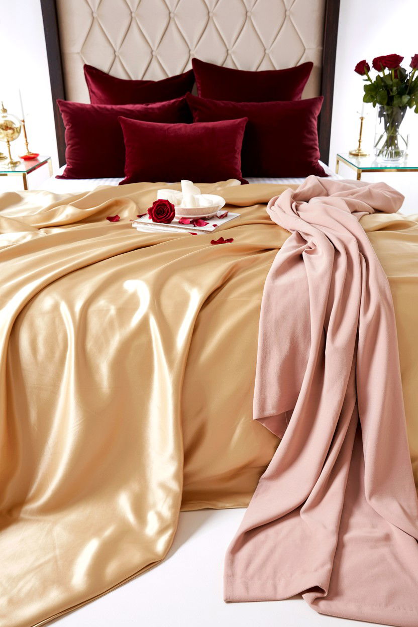 Silk Bedding - 25 Glam Valentine's Day Decor Ideas