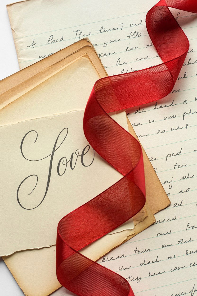 Silk Ribbon And Vintage Love Letters - 25 Valentine's Day Flat Lay Photo Ideas