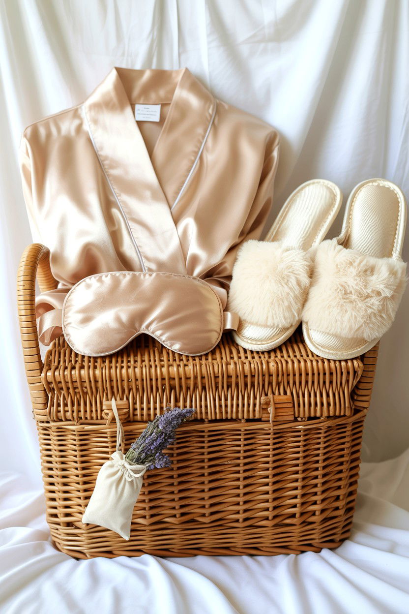 Silk Robe Basket - 25 Valentine's Day Luxury Gift Basket Ideas