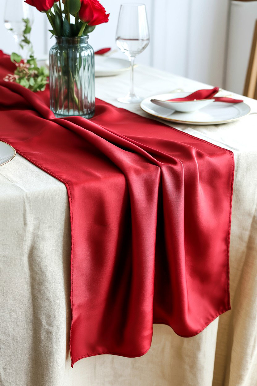 Silk Valentine Table Runner - 25 Valentine's Day Table Runner Ideas