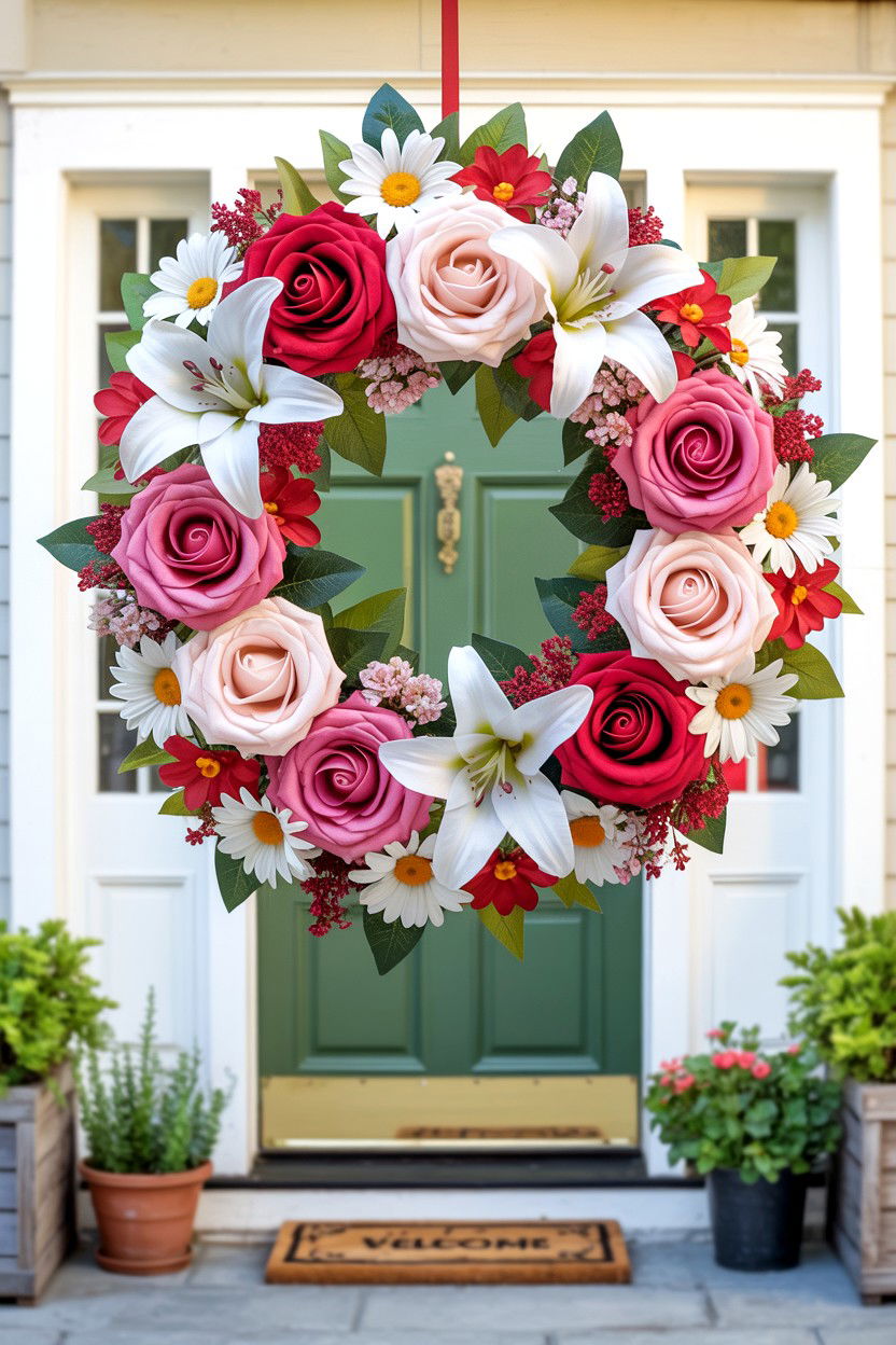 Silk flower door wreath - 25 Flower Valentine's Day Wreath Ideas