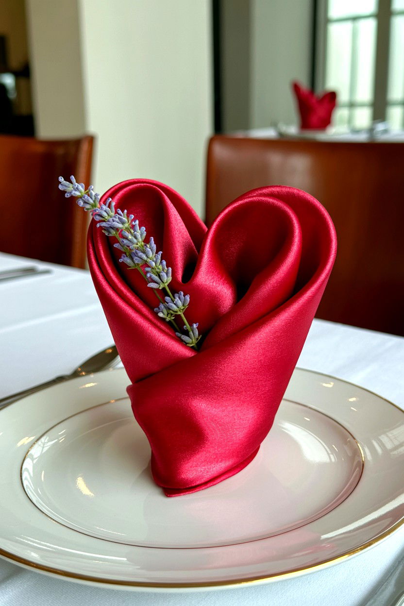 Silk napkin folding - 25 Elegant Valentine's Day Table Ideas