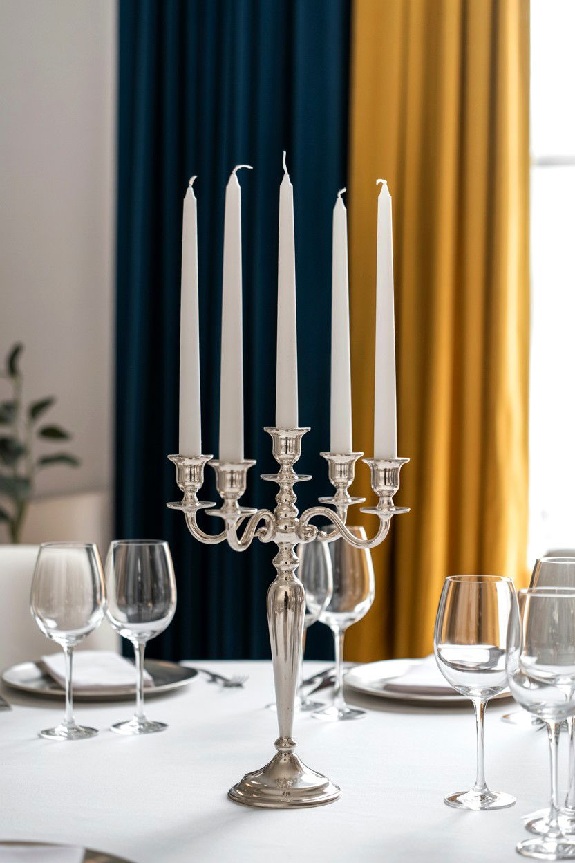 Silver Candelabra - 25 Valentine's Day Dinner Table Ideas