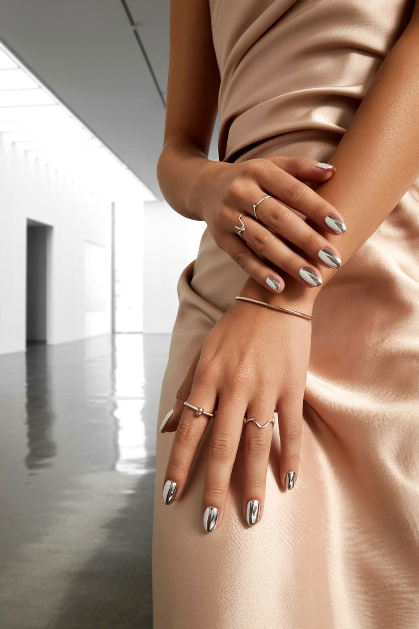 Silver Chrome Heart - 25 Chrome Valentine's Day Nail Ideas