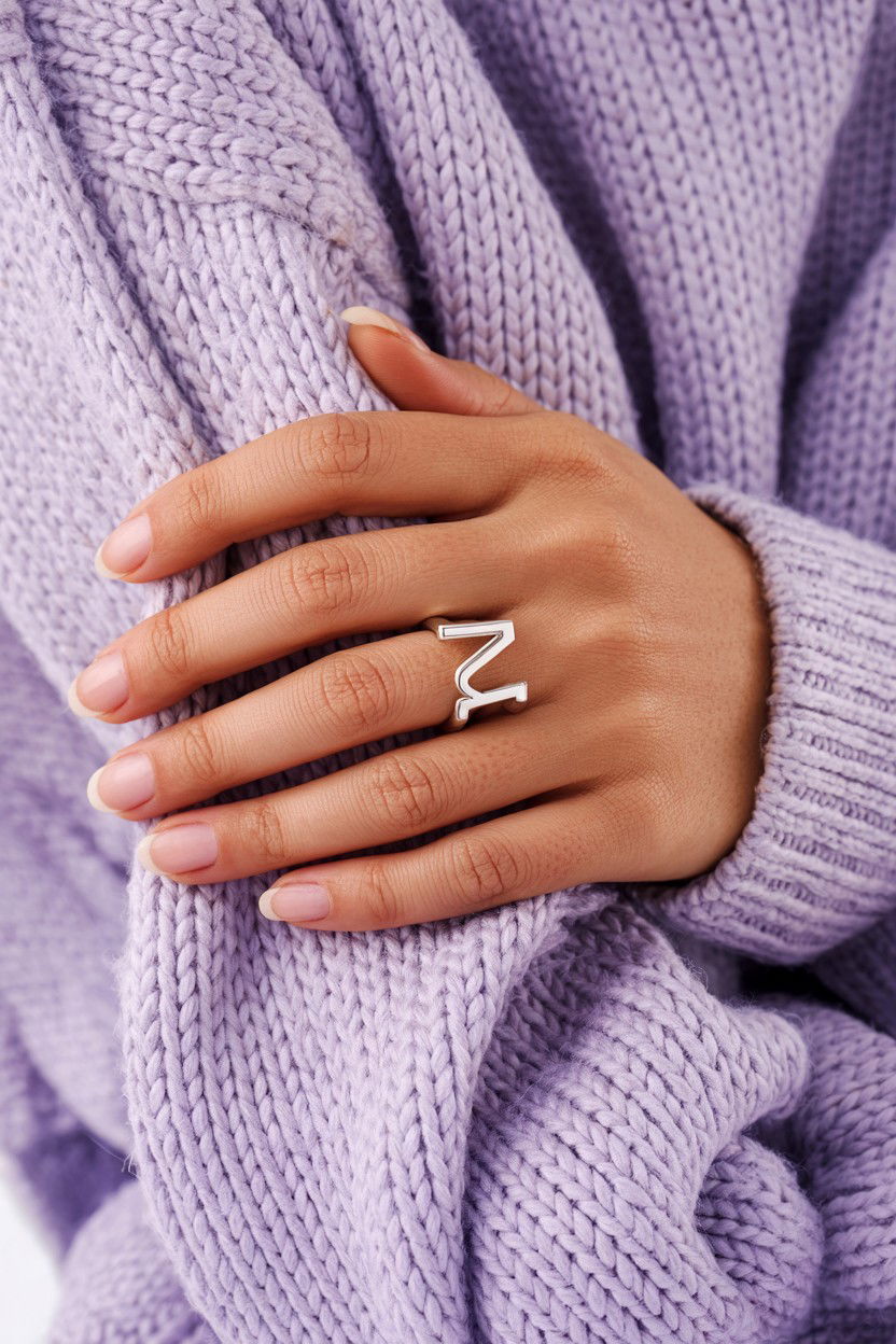 Silver Letter Ring - 25 Valentine's Day Initial Jewelry Ideas