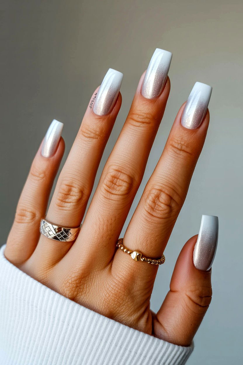 Silver Ombre Nails - 25 Ombre Valentine's Day Nail Ideas