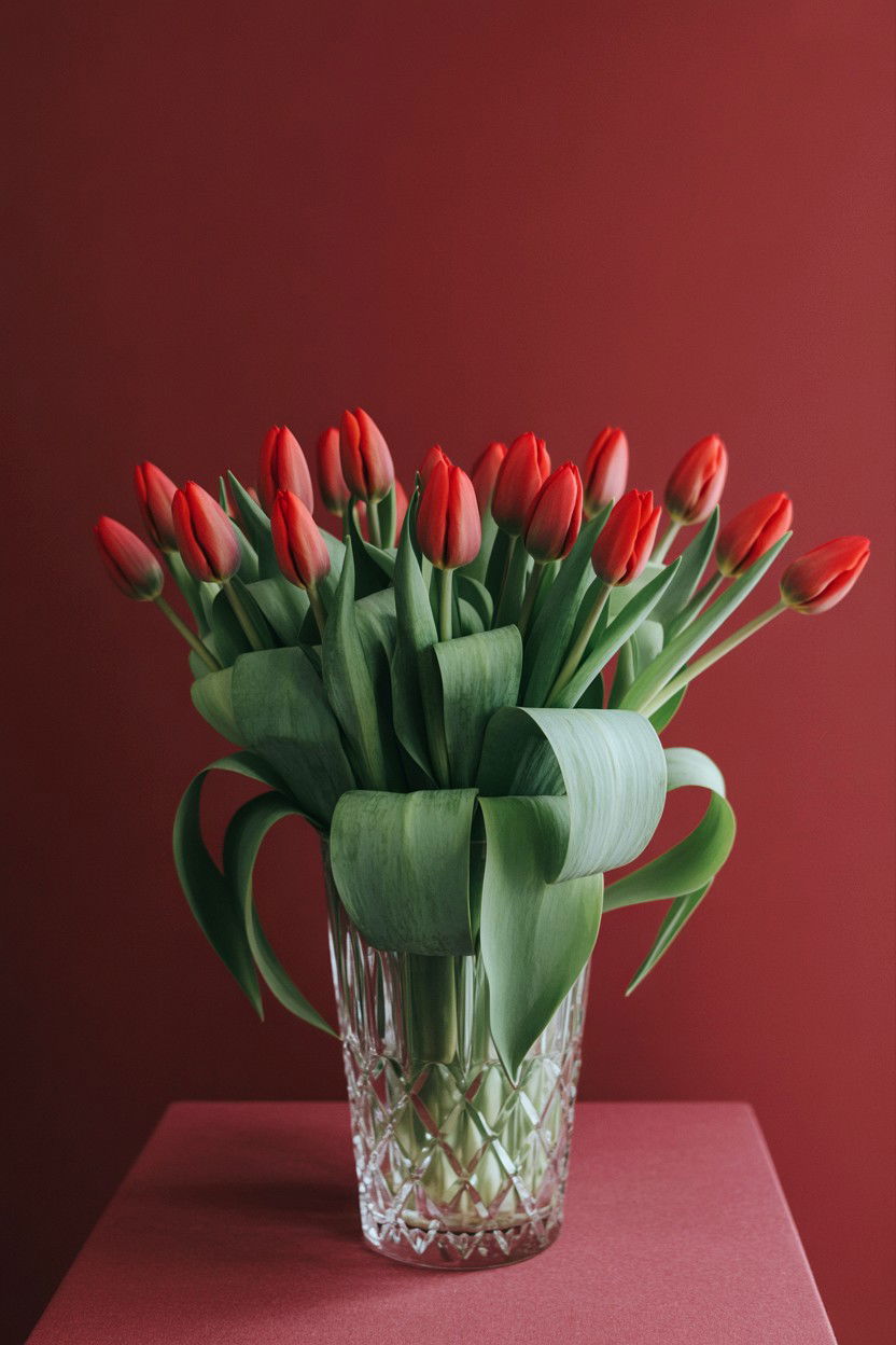 Single Color Red Tulip Bundle - 25 Valentine's Day Tulip Arrangement Ideas