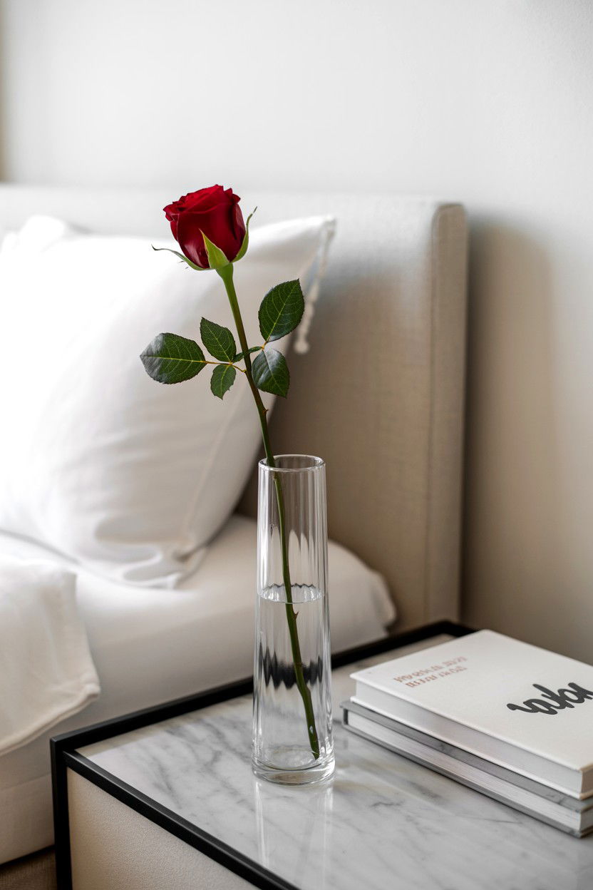 Single Rose Bud Vase - 25 Minimalist Valentine's Day Decor Ideas