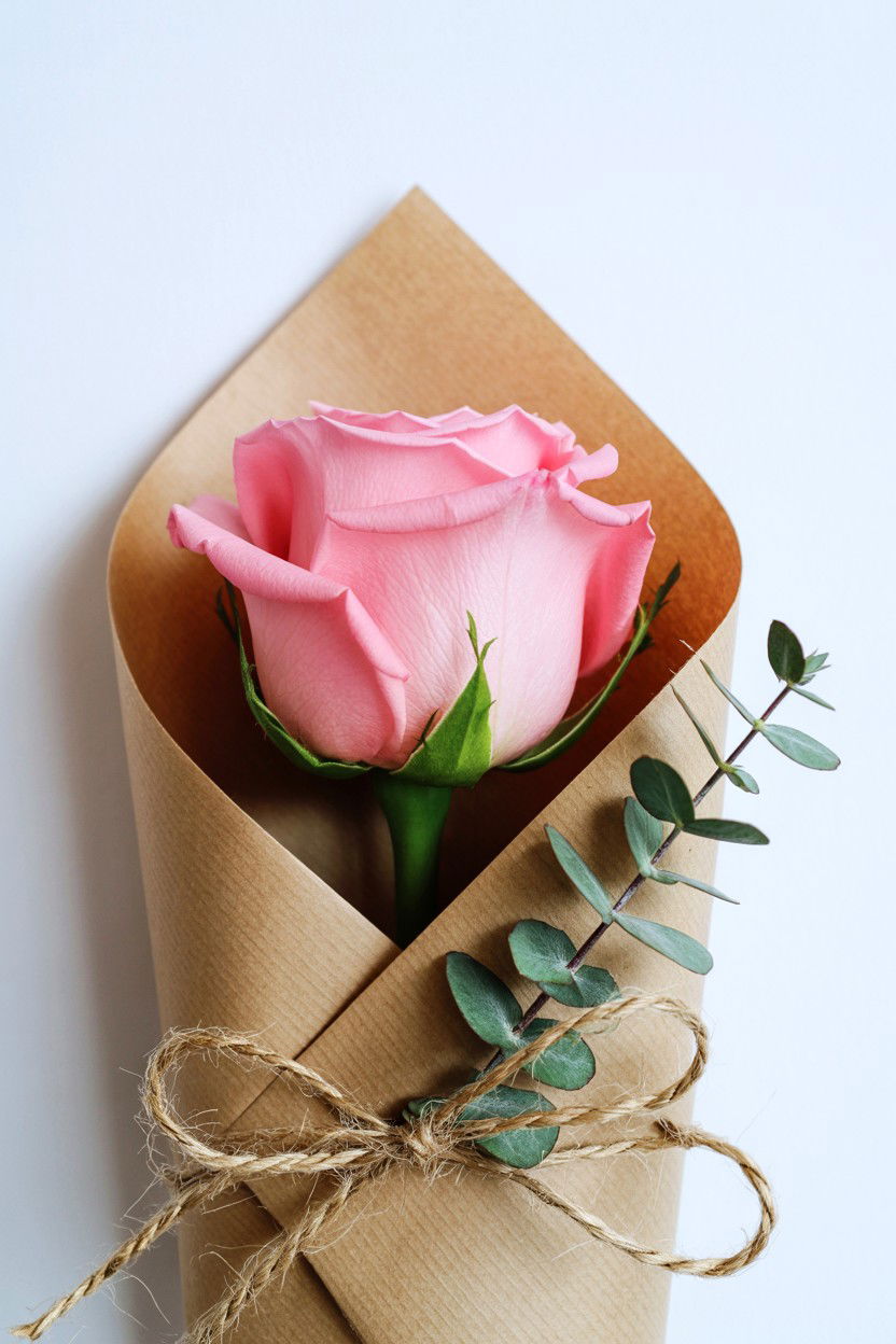 Single Rose Kraft Paper - 25 Valentine's Day Single Rose Ideas