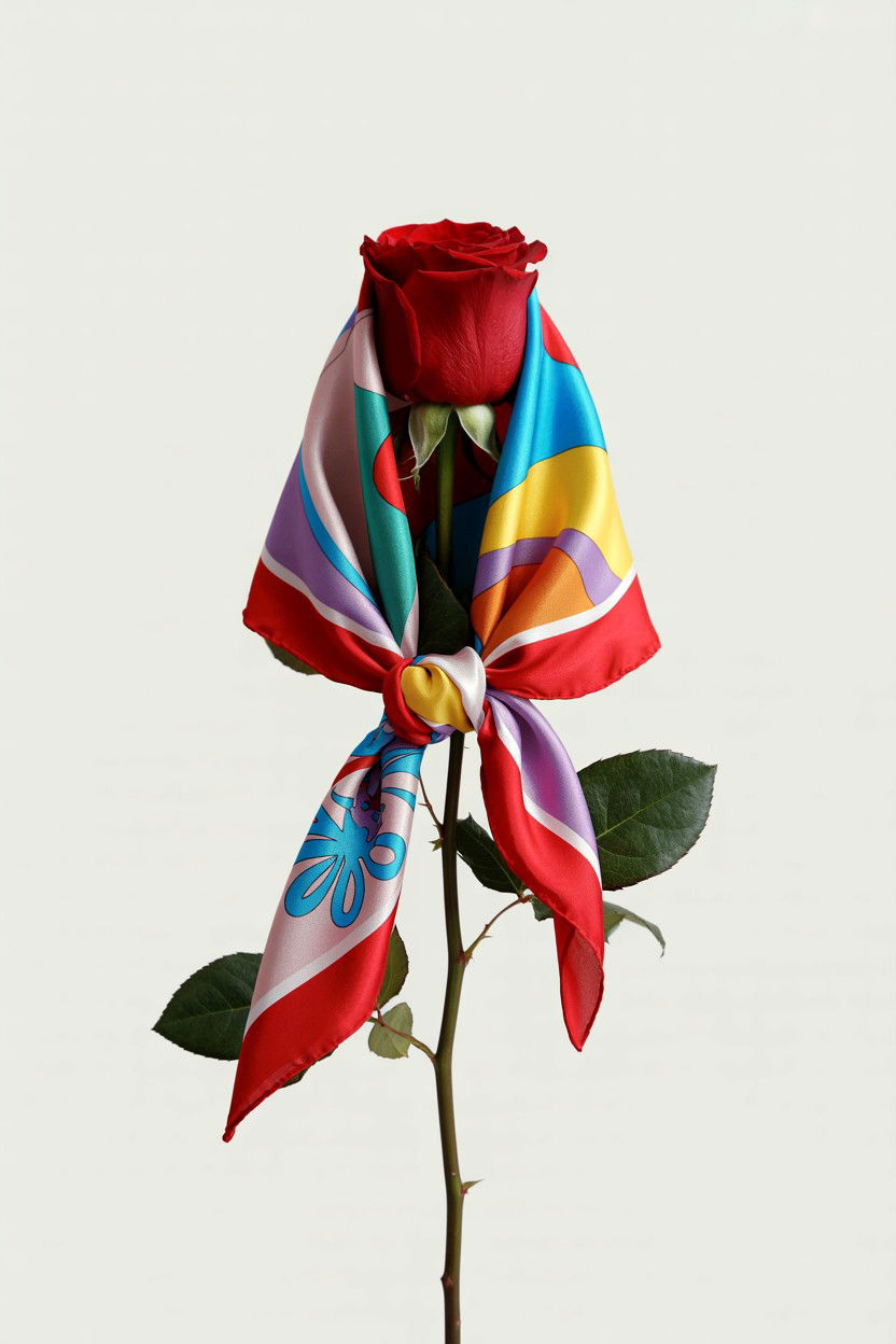 Single Rose Silk Scarf - 25 Valentine's Day Single Rose Ideas