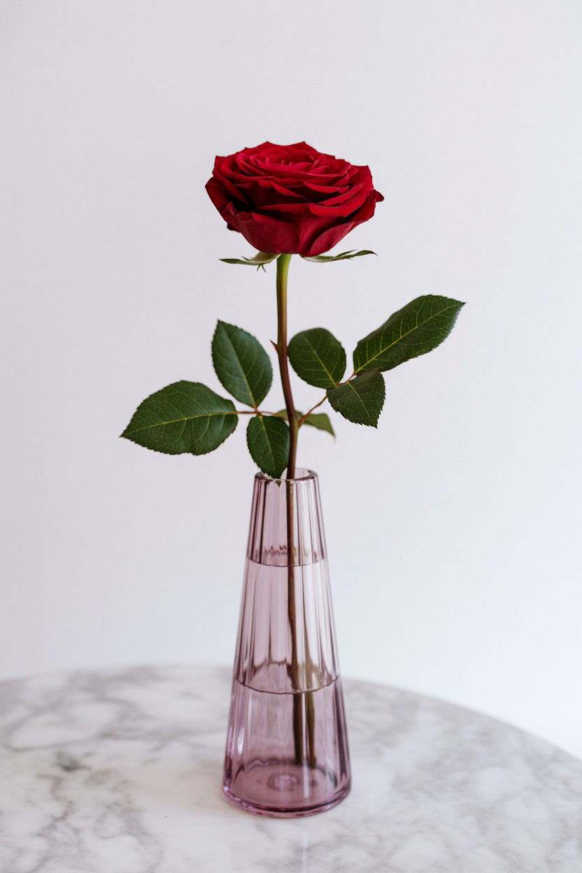 Single Rose Vase - 25 Minimalist Valentine's Day Ideas