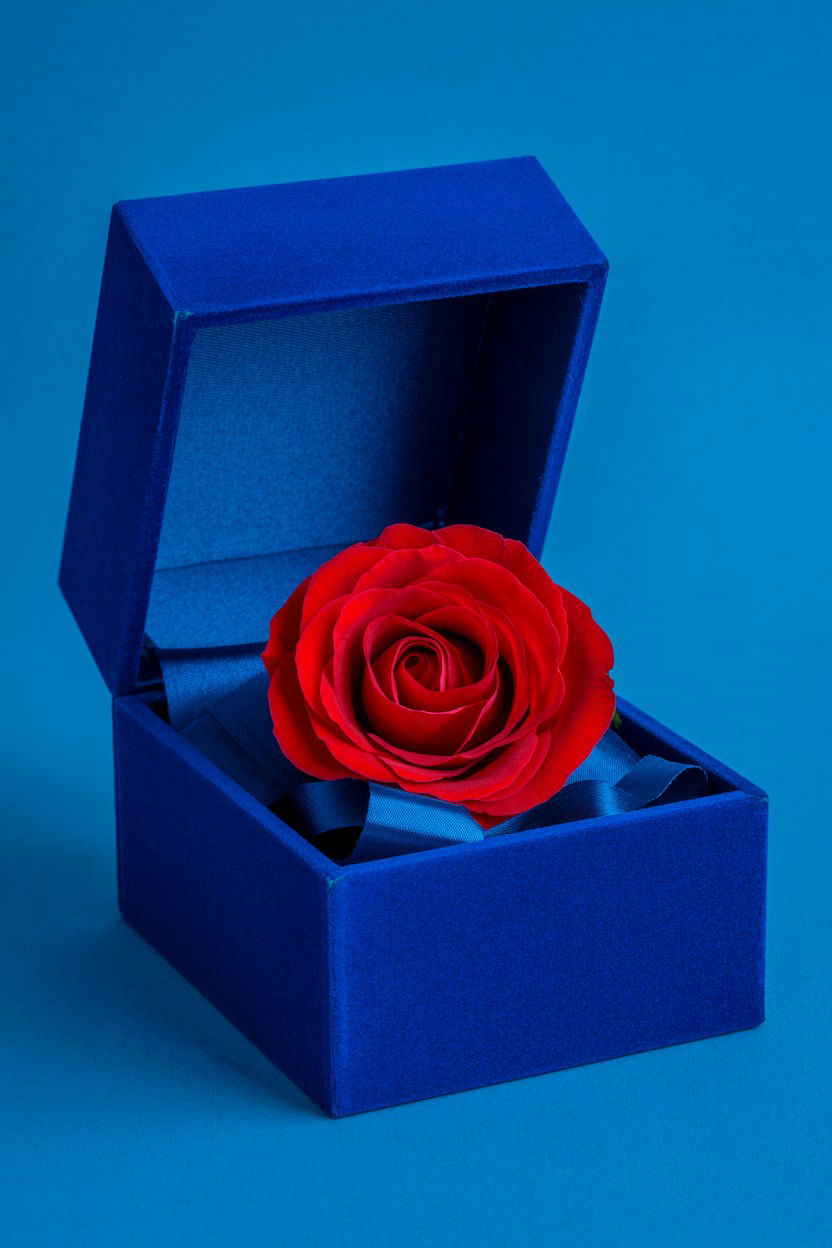 Single Rose Velvet Box - 25 Valentine's Day Single Rose Ideas