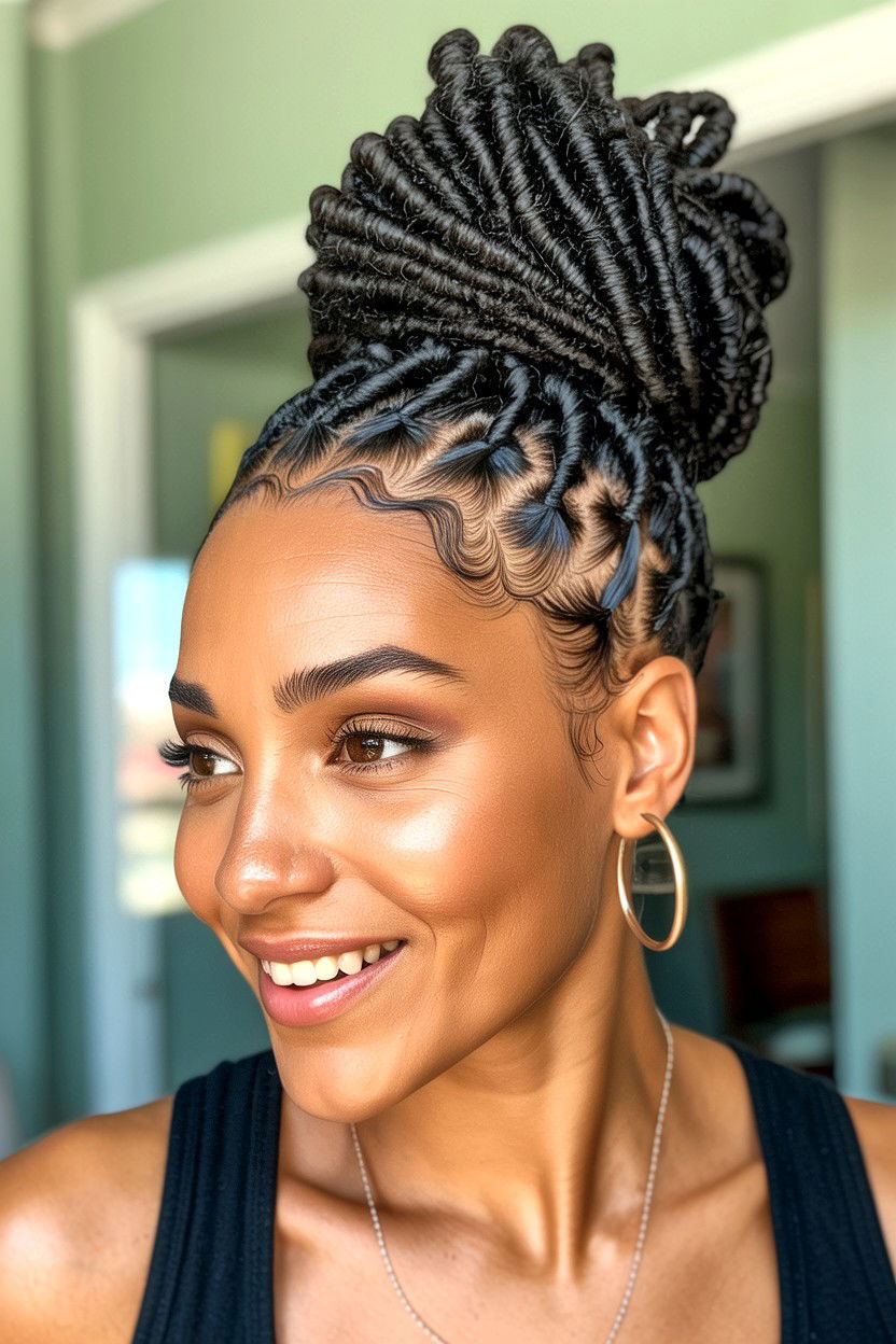 Sisterlocks High Bun - 25 Valentine's Day Loc Hairstyle Ideas
