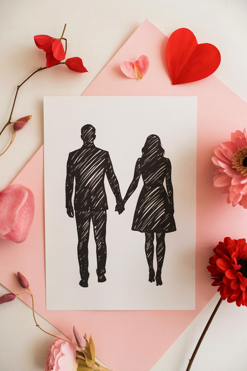 Sketchy charcoal portrait - 25 Valentine's Day Art Print Ideas