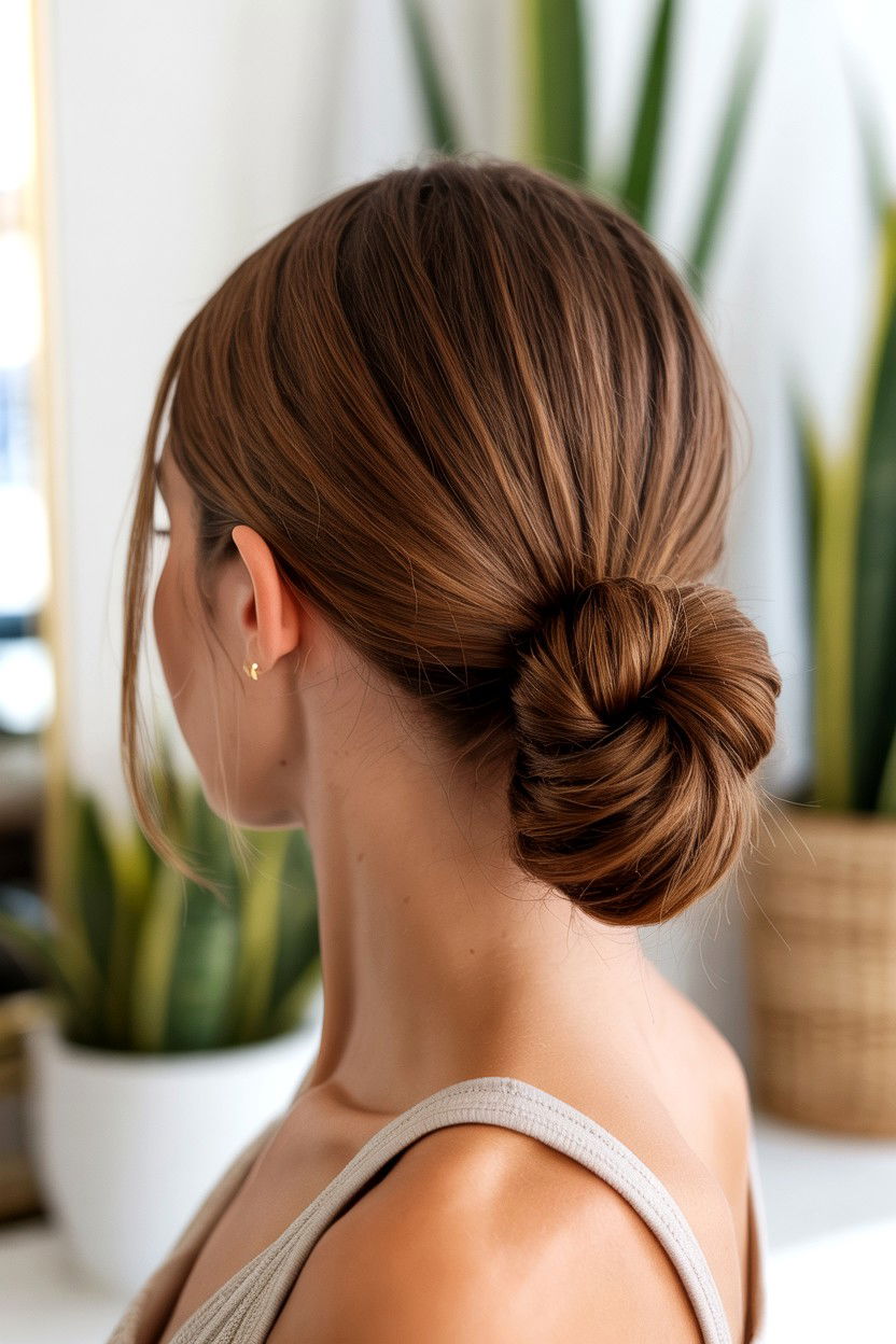 Sleek Low Bun Ponytail Hybrid - 25 Valentine's Day Sleek Ponytail Ideas