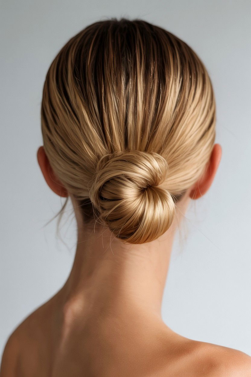 Sleek Low Bun With Middle Part - 25 Valentine's Day Updo Ideas