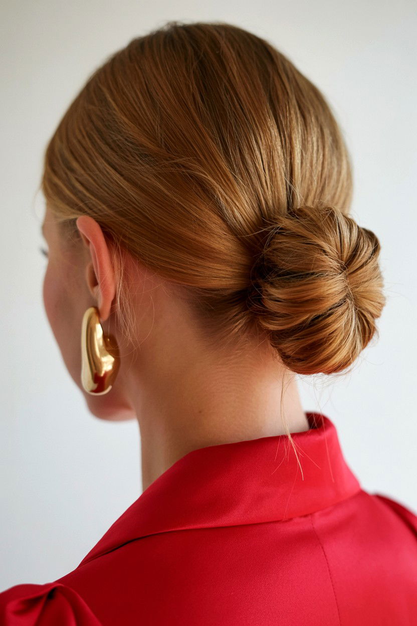 Sleek Low Chignon - 25 Valentine's Day Low Bun Hairstyles