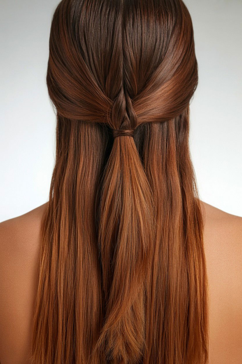 Sleek middle part - 25 Valentine's Day Straight Hair Ideas
