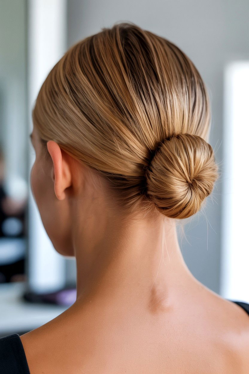 Slick back low bun - 25 Valentine's Day Slicked Back Hair Ideas